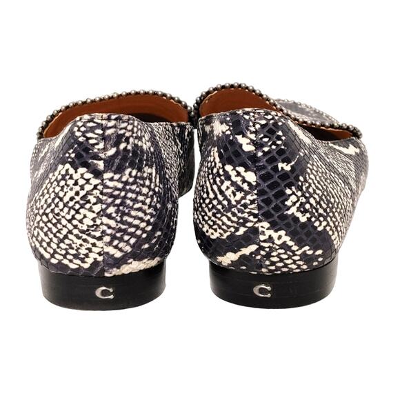 COACH Harper Studded Loafers Snake Skin Print Flat Slip Black Women's Size 8.5 - Picture 6 of 7